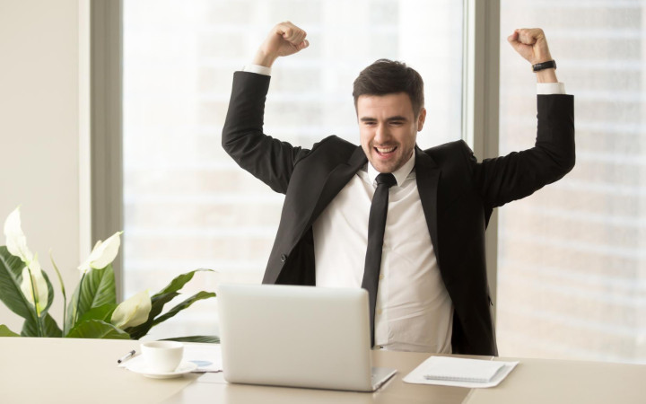 businessman excited because achievement business