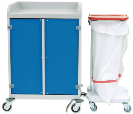 Etagenwagen mit koppelbarem Wäschesammler